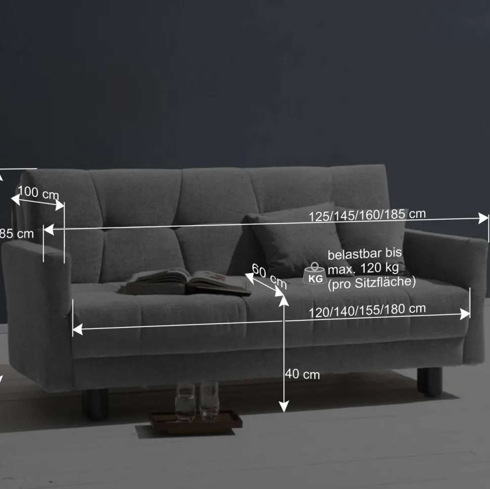 Flachgewebe Bettcouch in Petrol Blau - Vlatkura