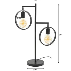 2-flammige Designer Tischleuchte in Dunkelgrau - Shyma