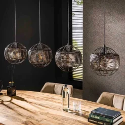 4-flammige Design-Hängelampe in Schwarzbraun - Raula