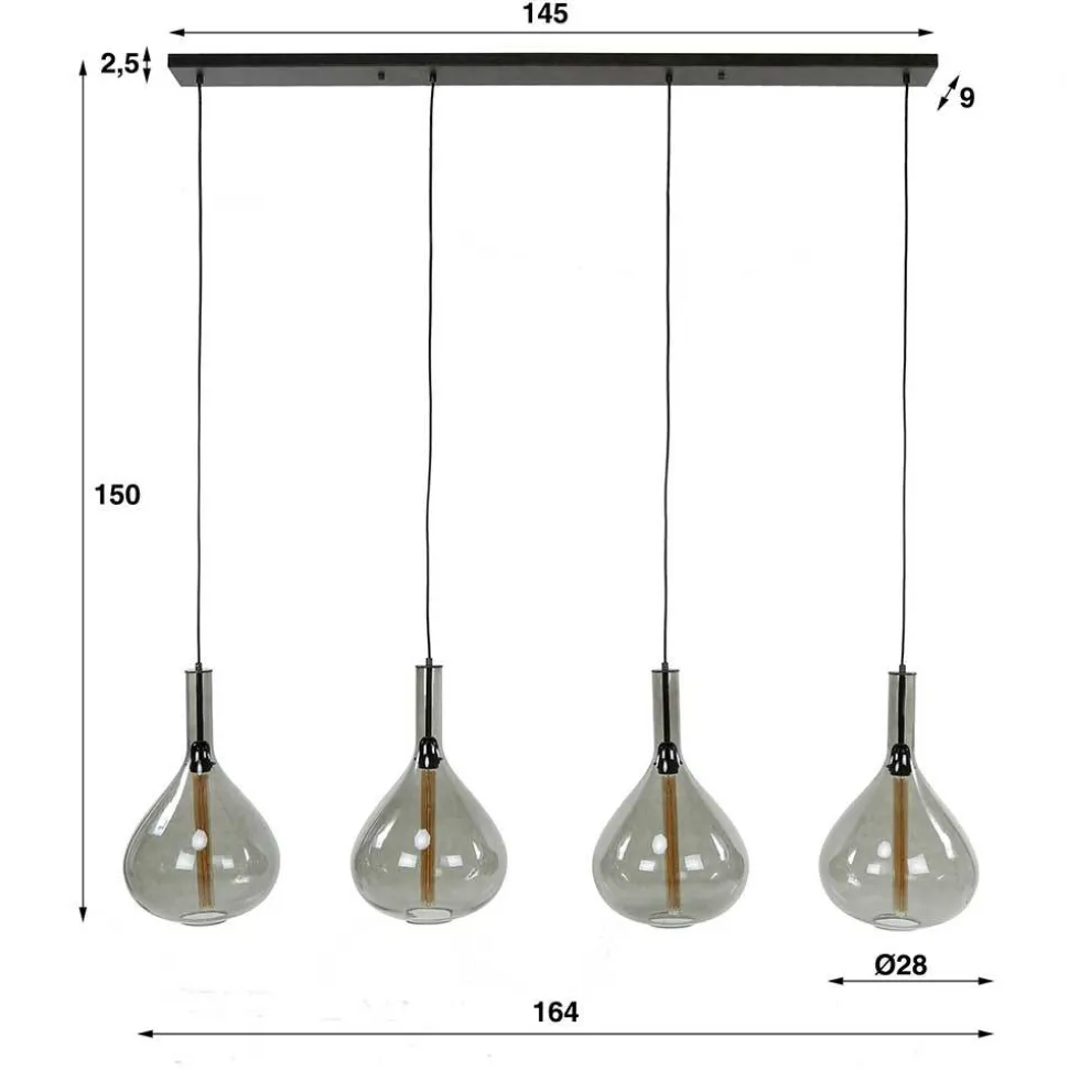 4-flammige Hängelampe mit Tropfen Form Schirmen - United