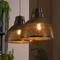 2-flammige Hängeleuchte in Bronze Antik - Jaines