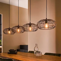 4-flammige Hängeleuchte mit Drahtschirmen - Pardial