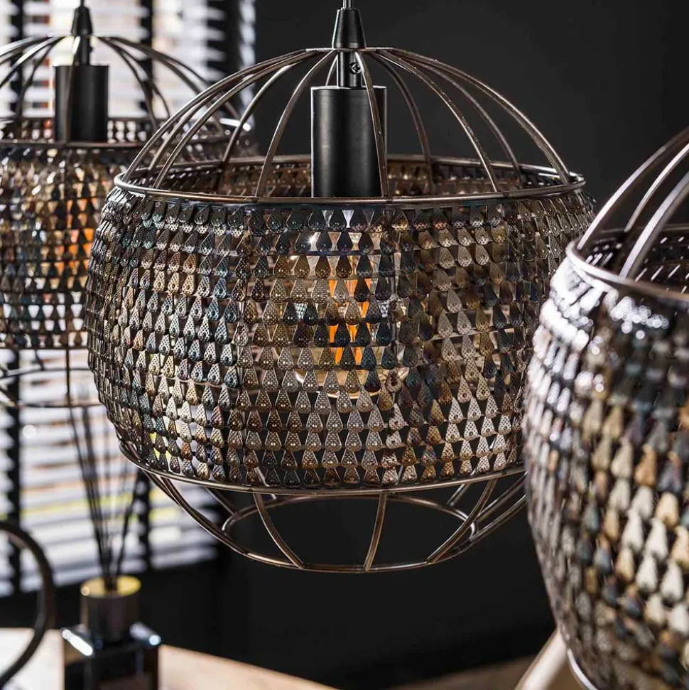 3-flammige Metall Hängeleuchte in Schwarzbraun - Casamarina