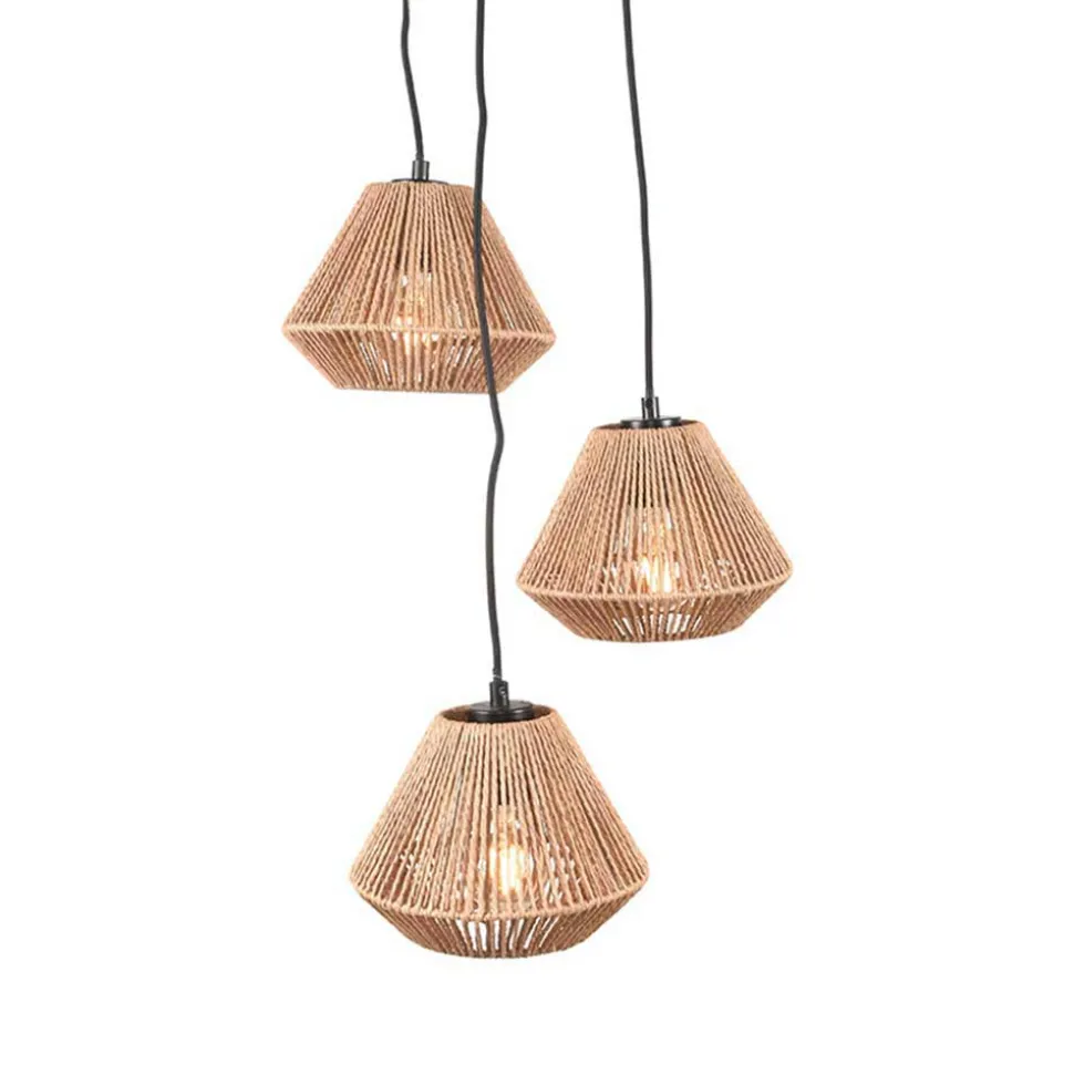 3-flammige Pendelleuchte in Natur und Schwarz - Plataya