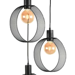 3-flammige Pendelleuchte mit Drahtgeflecht Ringen - Ecolosia