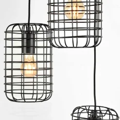 3-flammige Pendelleuchte mit Gitterschirmen - Troketta