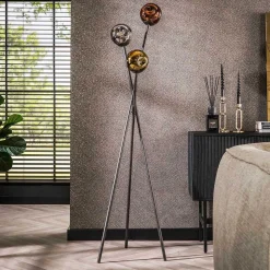 3-flammige Stehleuchte mit Glas Kugelschirmen - Gliona