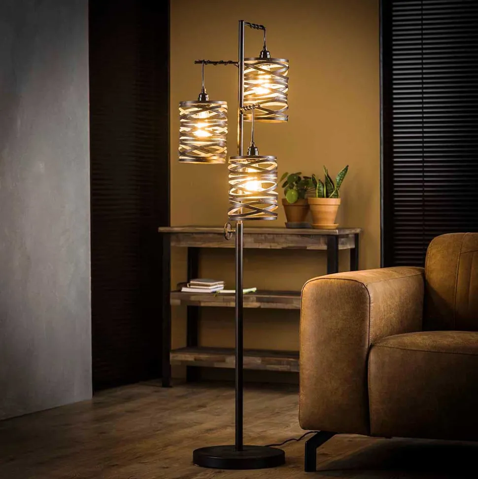 3-flammiger Stehleuchter in Anthrazit Metall - mexiko