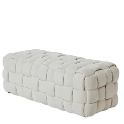 Flechtoptik Polsterbank in Cremeweiß - Vignus