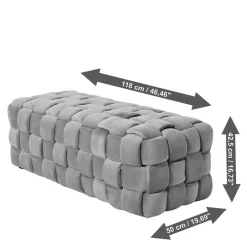 Flechtoptik Polsterbank in Cremeweiß - Vignus