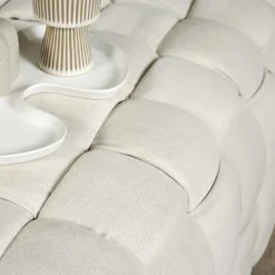 Flechtoptik Polsterbank in Cremeweiß - Vignus