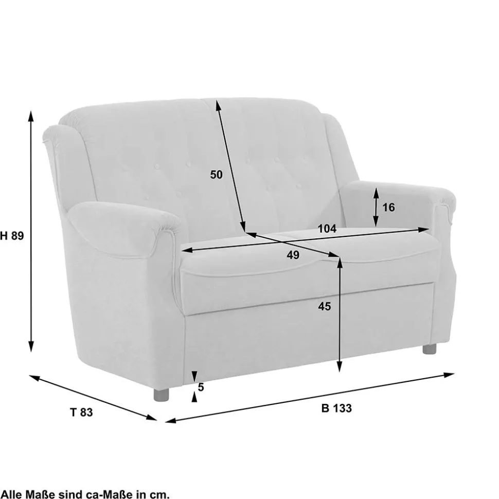Flockstoff Couch in Dunkelgrün - Ramira