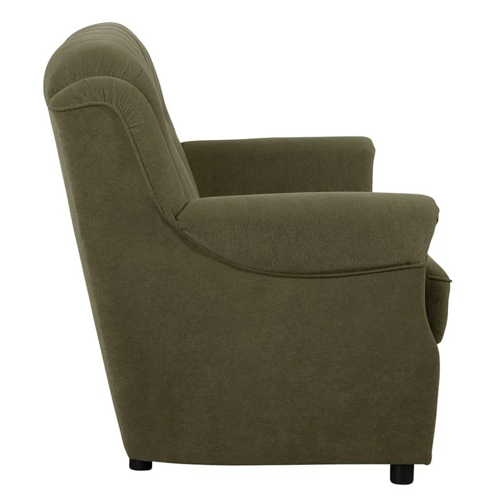 Flockstoff Couch in Dunkelgrün - Ramira