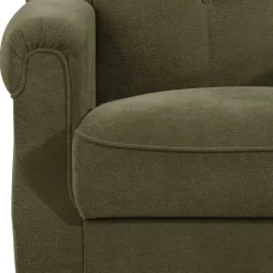 Flockstoff Couch in Dunkelgrün - Ramira