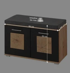 Flurbank mit Doppeltür in Schwarz & Wildeiche NB - Zelio