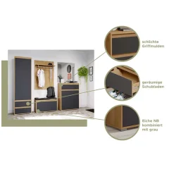 Flurspiegel rahmenlos mit Kante in Eiche Optik - Donzai