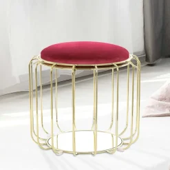 Formschöner Hocker Tisch in Rot Samt - Loyadica