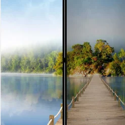 Foto Motivparavent Steg Wasser und Insel - Carmido