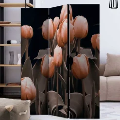 Foto Paravent aus Leinwand mit Tulpen Motiv - Tofos