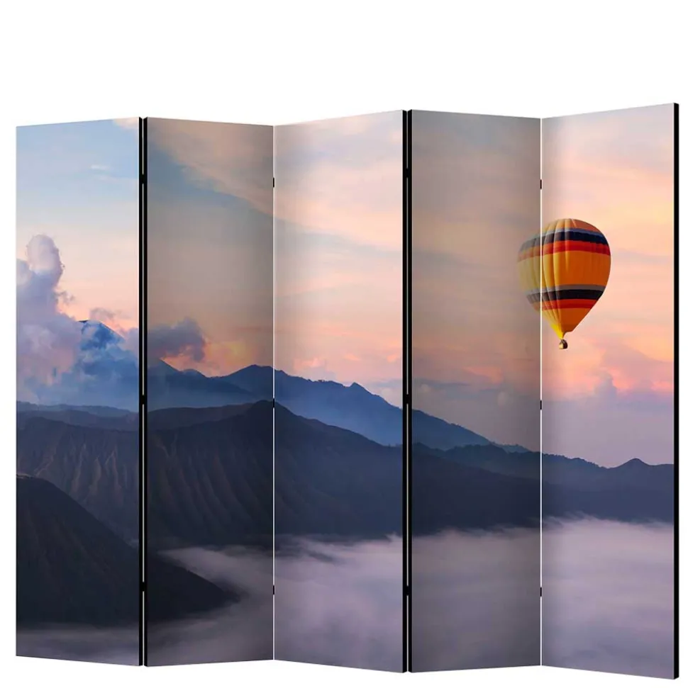 Foto Paravent Heißluftballon über Bergen - Akura