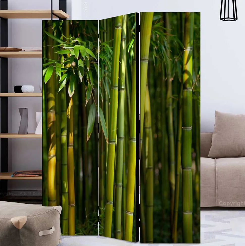 Fotodruck Paravent Bambus Halme & Blätter - Lecodas