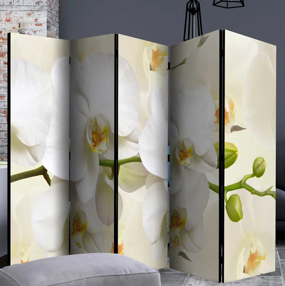 Fotoprint Leinwand Paravent Weiße Orchideen - Aury