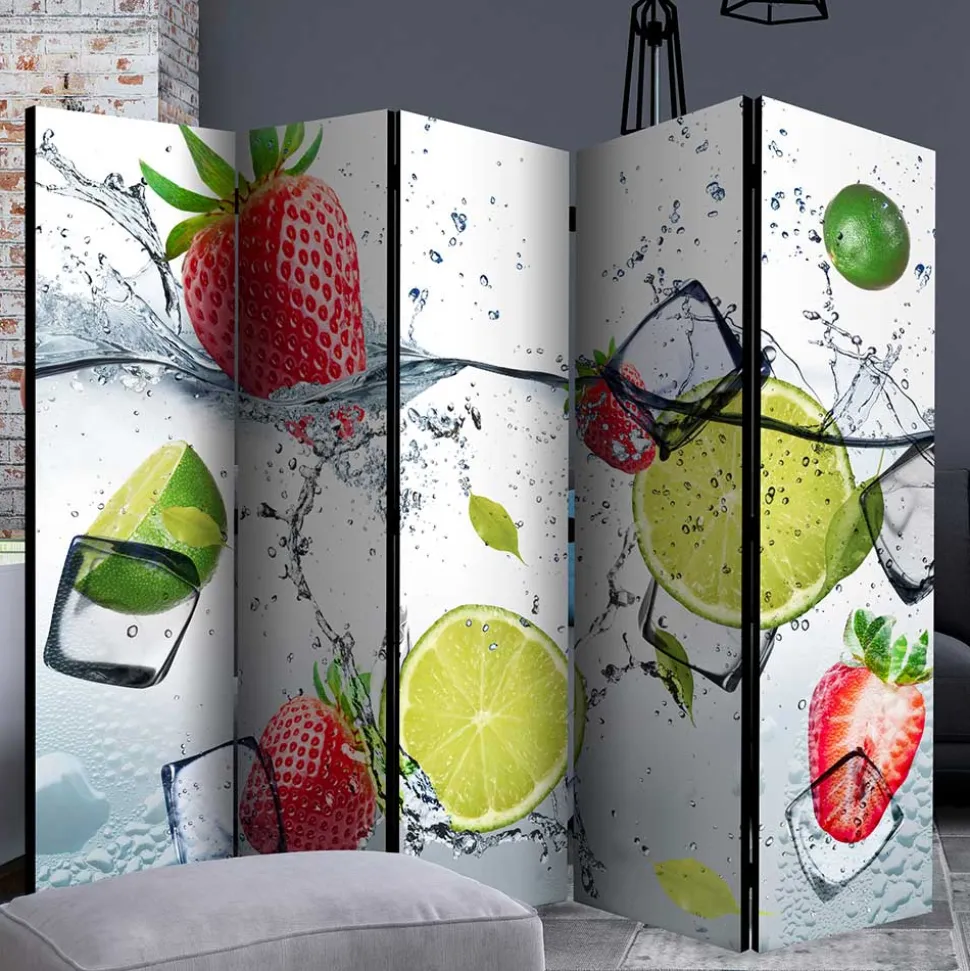 Fotoprint Raumtrenner mit Früchten Wasser Eis - Piratro