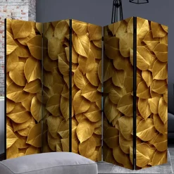 Fotoprint Trennwand mit Blättern in Goldfarben - Jimm