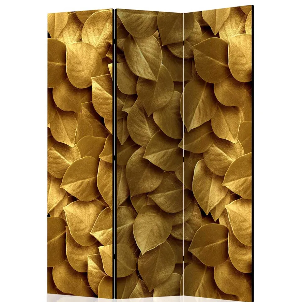 Fotoprint Trennwand mit Blättern in Goldfarben - Jimm