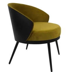 Frei stellbarer Velours Sessel in Gold Gelb - Durense