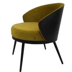 Frei stellbarer Velours Sessel in Gold Gelb - Durense