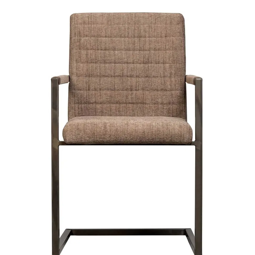 Freischwinger Armlehnenstuhl in Braun meliert - Sicilia (2er Set)