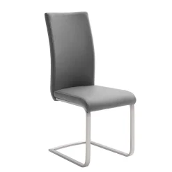 Freischwinger in Kunstleder Grau Ramia mit Edelstahl (4er Set)