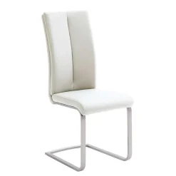 Freischwinger mit aufgesetzten Kissen in Weiß Briston Kunstleder (4er Set)