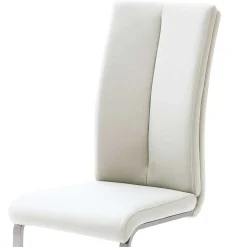 Freischwinger mit aufgesetzten Kissen in Weiß Briston Kunstleder (4er Set)