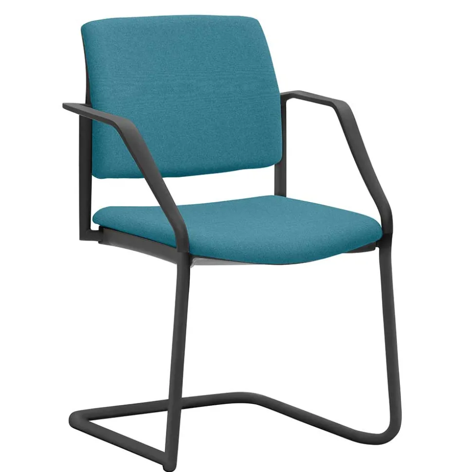 Freischwinger Stapelstuhl in Türkis Stoff - Alino