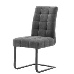 Freischwingerstühle aus Chenille in Dunkelgrau - Hulmane (2er Set)