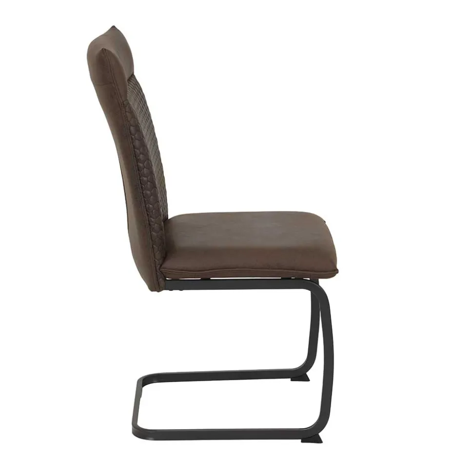 Freischwingerstühle in Braun Microfaser - Francara (Set)