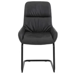 Freischwingerstuhl in Anthrazit Microfaser - Settas (Set)