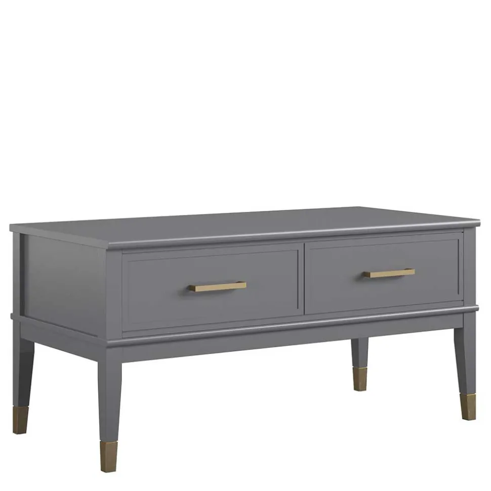 Funktioneller Couchtisch in Grau & Gold - Obbo