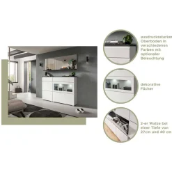 Funktioneller Schuhschrank mit zwei Türen & Klappe - Suad