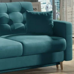 Funktionscouch in Petrol Blau Samt - Mingo