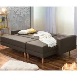 Funktionsecksofa in Braun mit Erle - Iljona (zweiteilig)