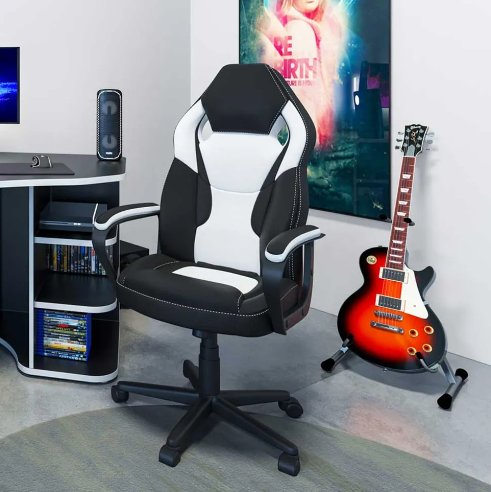 Gaming Computerstuhl in Schwarz Weiß - Bajan