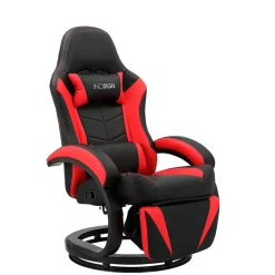 Gaming Stuhl mit Ringgestell in Schwarz mit Rot - Crentin