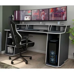 Gaming-Computertisch in Anthrazit mit Weiß - Couras