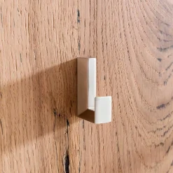 Garderobe Paneel mit Balkeneiche Furnier Macusos mit 4 Haken & Stange & Hutablage