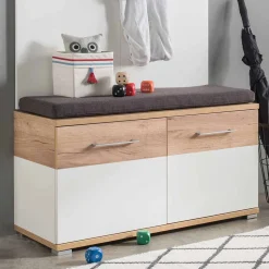 Garderoben Sitzbank Vicanossa in Weiß Eiche
