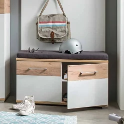 Garderoben Sitzbank Vicanossa in Weiß Eiche