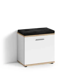 Garderobenbank in Weiß mit Wildeiche Dekor - Yumagno